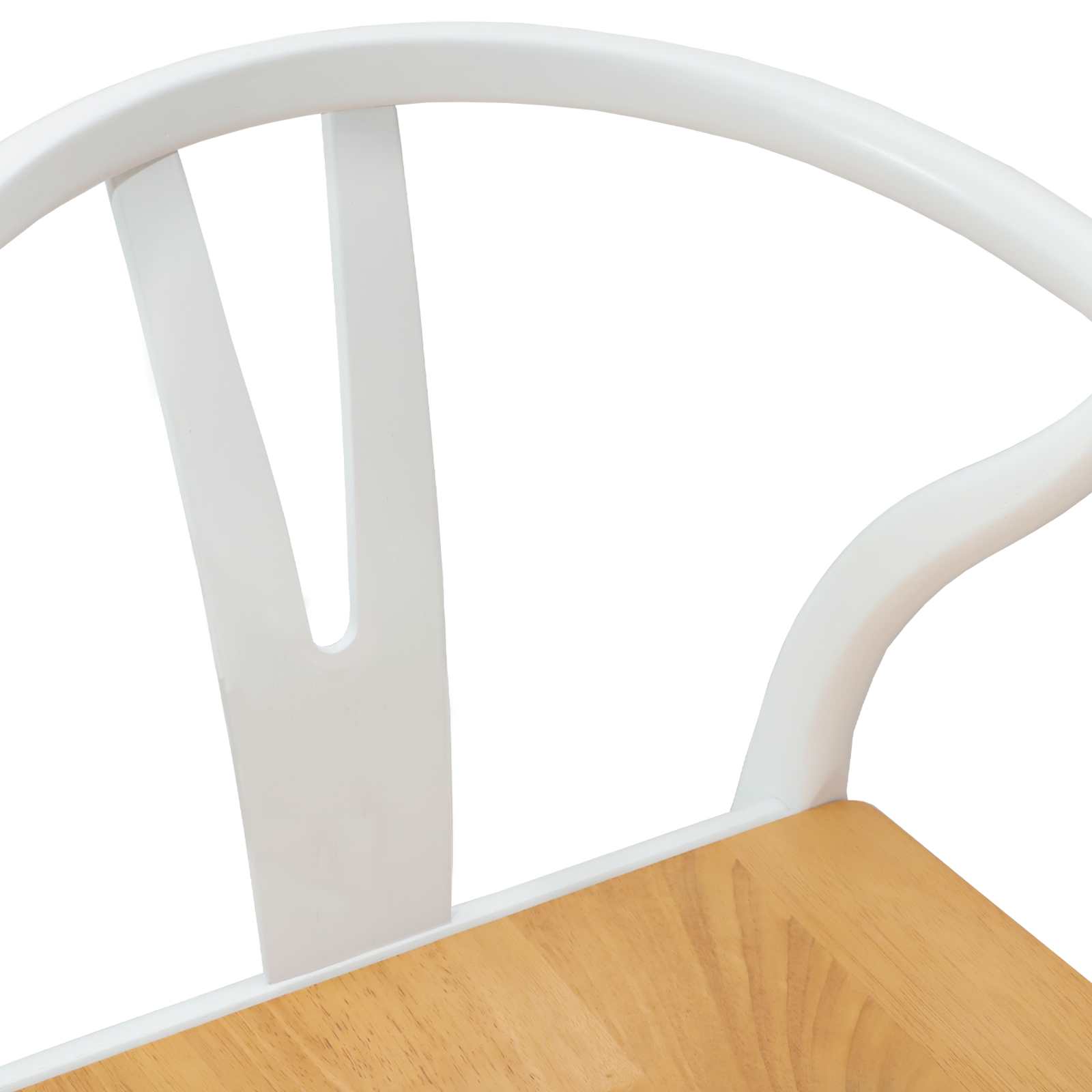 Scaun de sufragerie 2 pcs Alb si Natural Lemn Solid de Cauciuc — imaginea 8