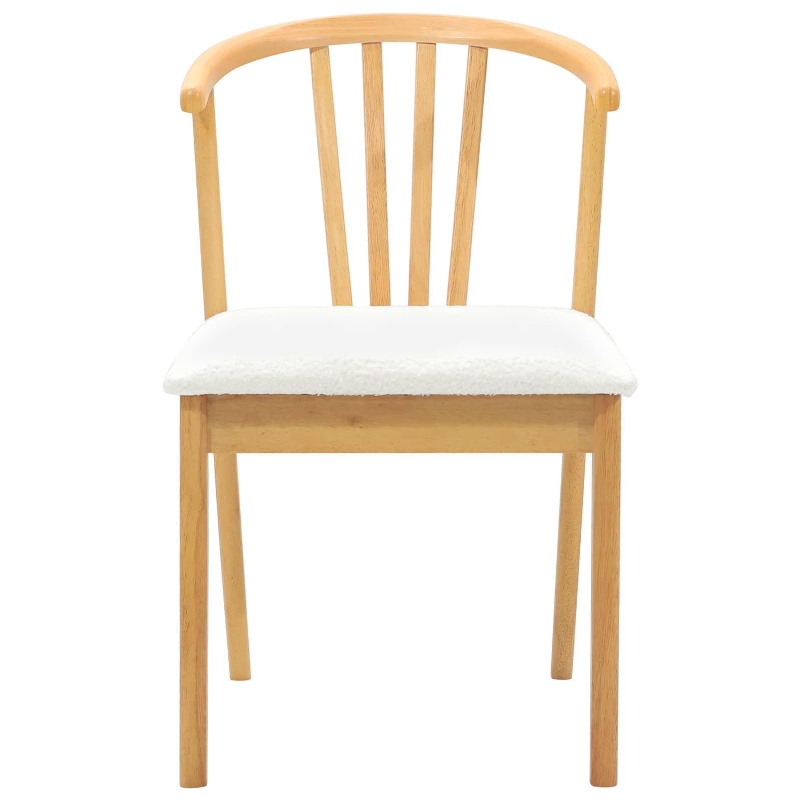Scaun de sufragerie 2 pcs Natural si Alb Lemn de cauciuc solid — imaginea 5