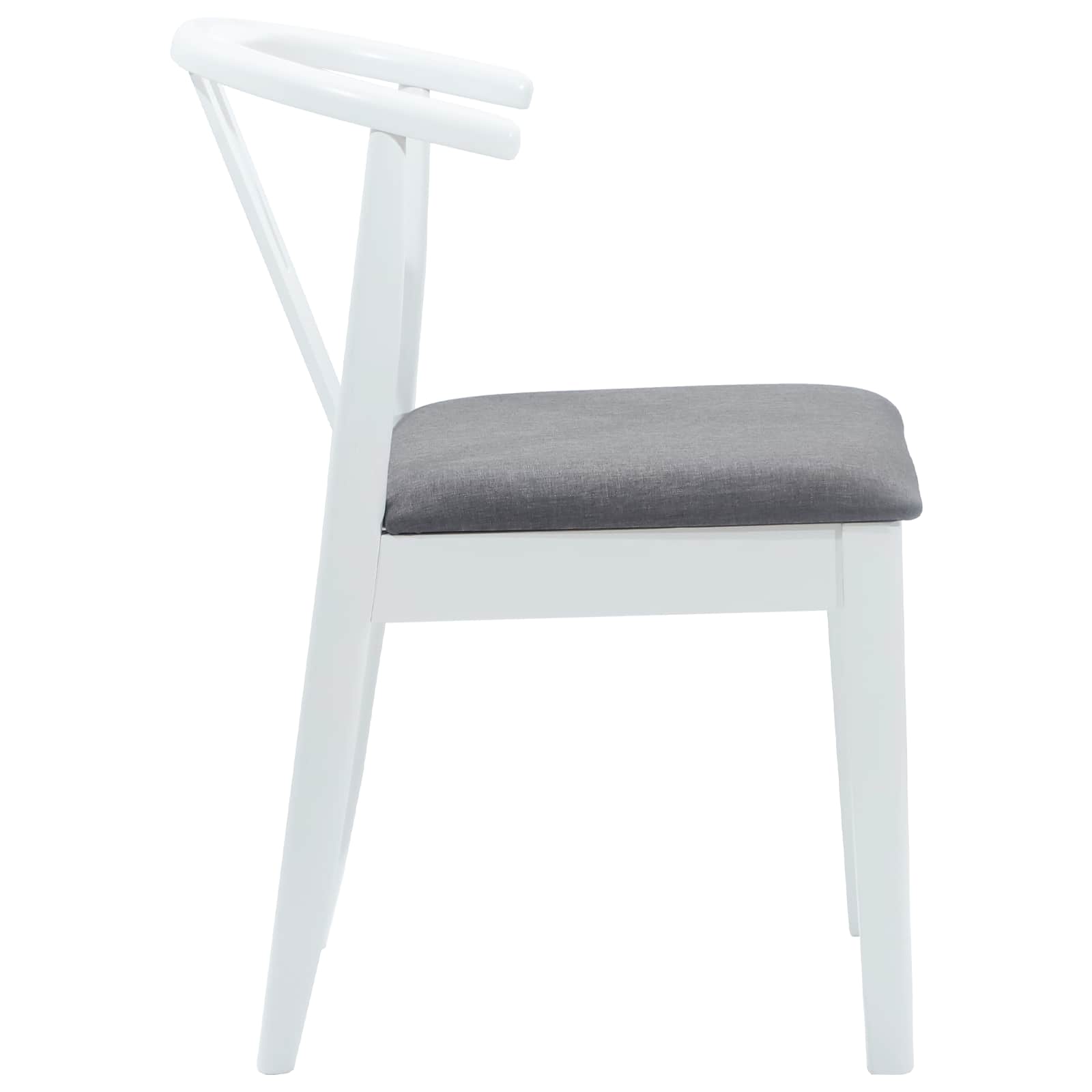 Scaun de sufragerie 2 pcs Alb si gri Lemn Solid de Cauciuc — imaginea 6