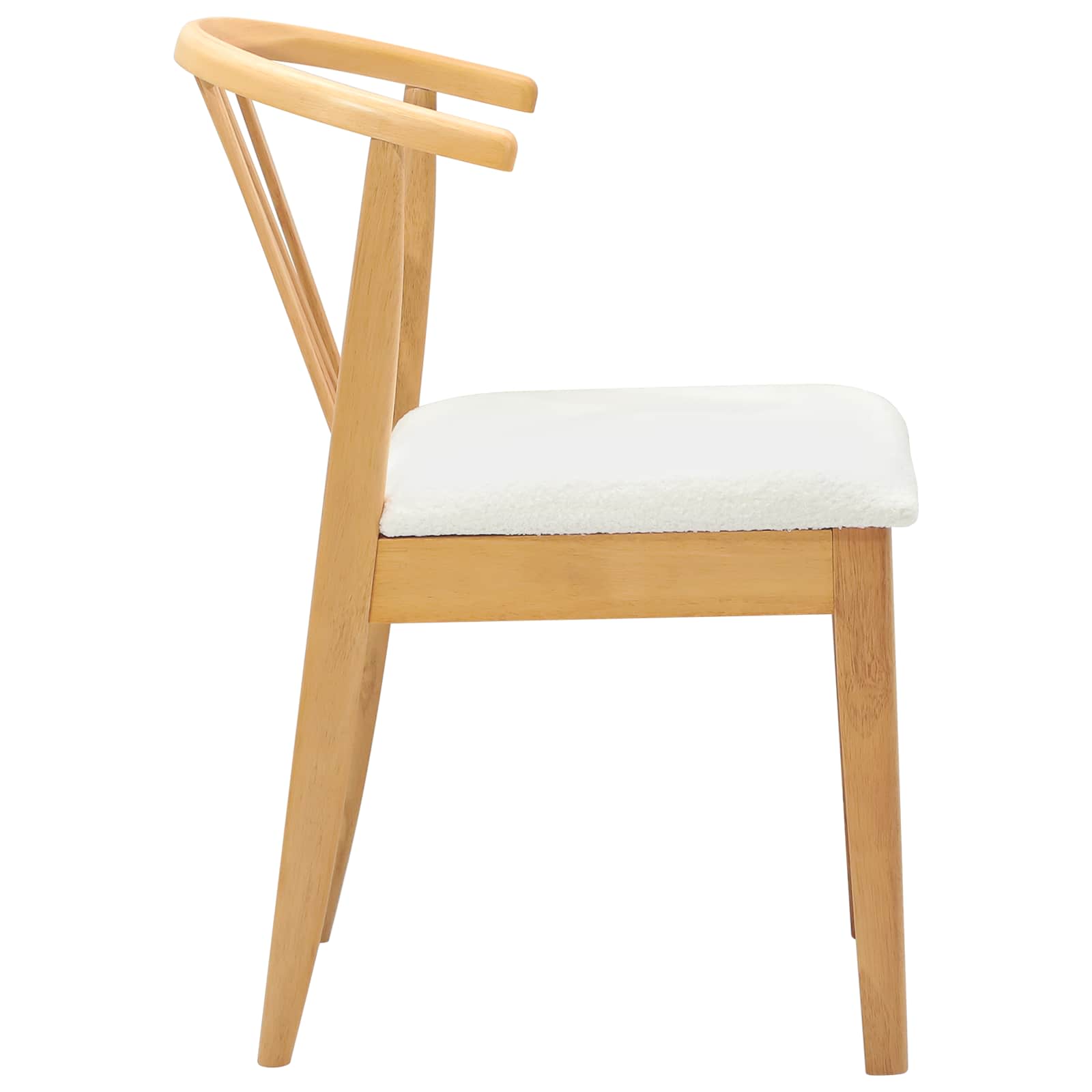 Scaun de sufragerie 2 pcs Natural si Alb Lemn de cauciuc solid — imaginea 6
