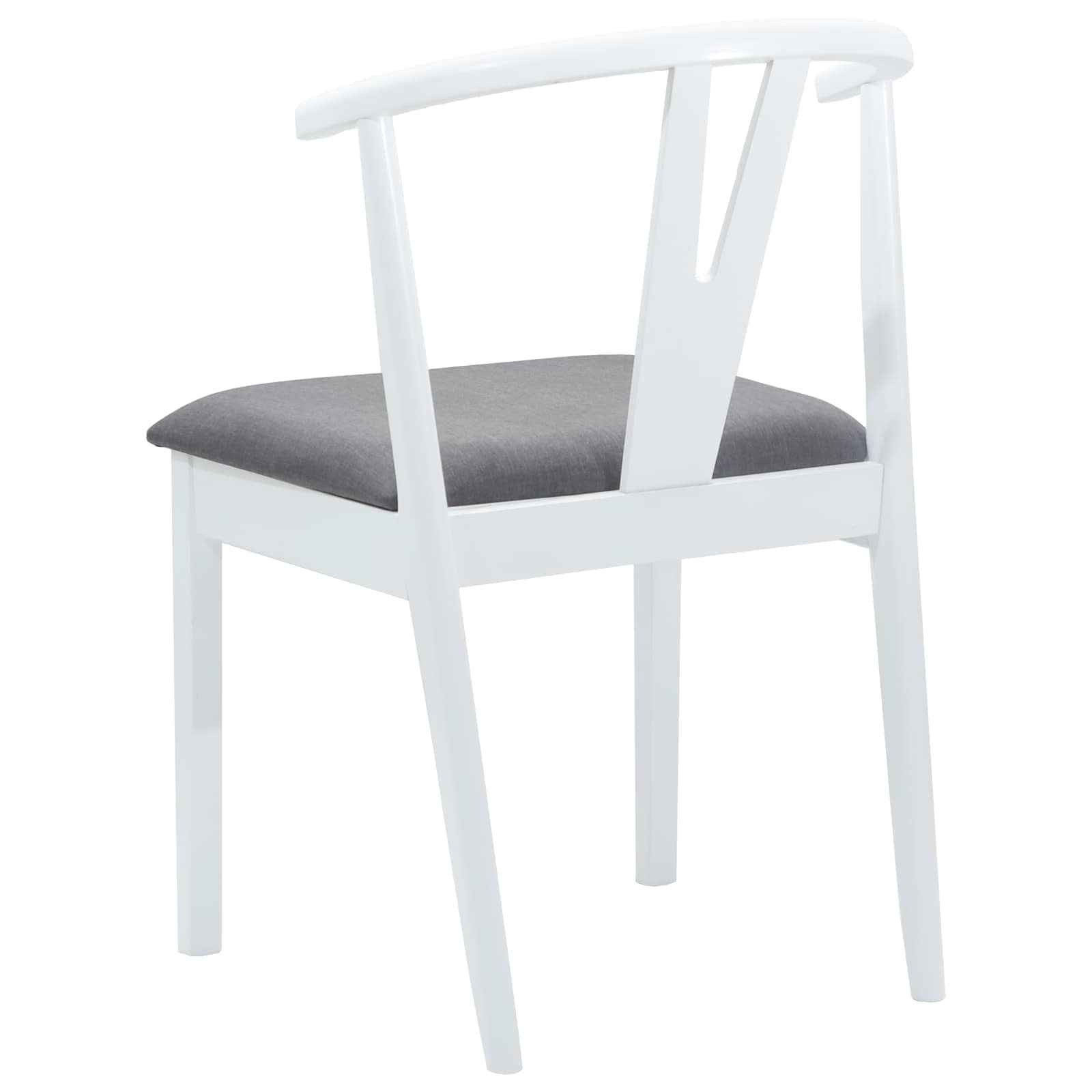Scaun de sufragerie 2 pcs Alb si gri Lemn Solid de Cauciuc — imaginea 7