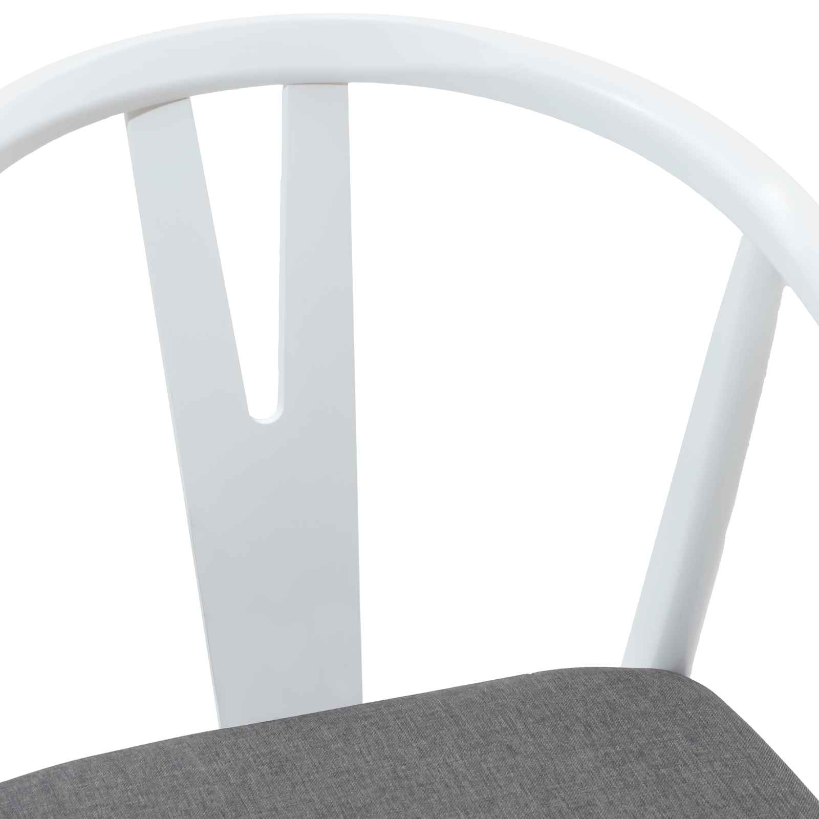 Scaun de sufragerie 2 pcs Alb si gri Lemn Solid de Cauciuc — imaginea 8