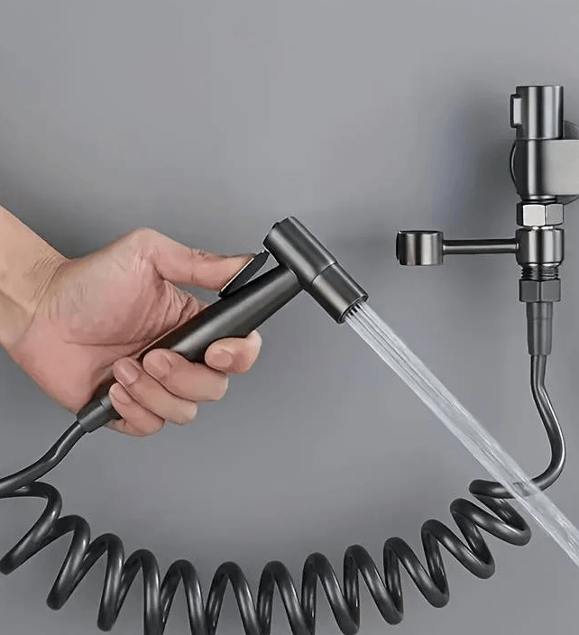 Set Dus Igienic Pentru Bideu sau Vas WC cu Furtun Extensibil si Toate Accesoriile Incluse — imaginea 2