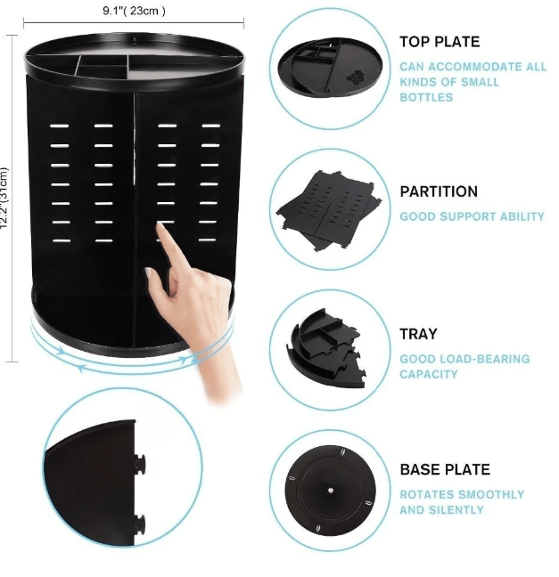 Organizator de produse cosmetice machiaj rotativ 360 de grade