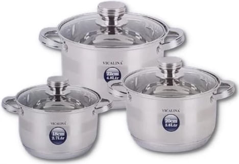 Set 3 Oale inox VL375 grele din Otel inoxidabil cu Capac — imaginea 2