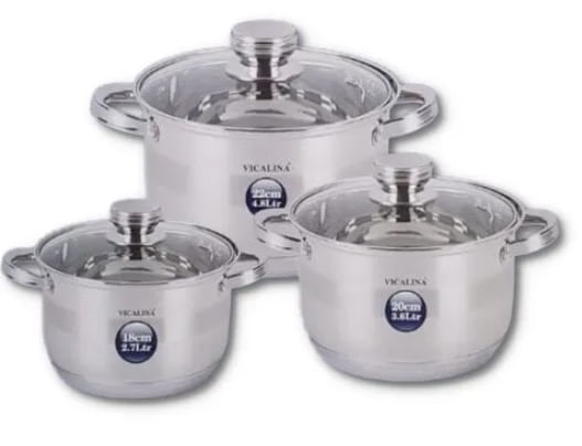 Set 3 Oale inox VL375 grele din Otel inoxidabil cu Capac — imaginea 3