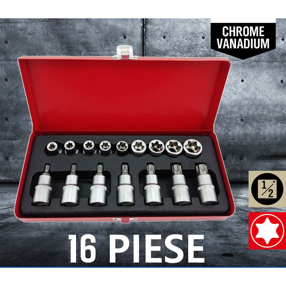 Trusa MLG-2029 16 piese chei tubulare capete biti torx — imaginea 4