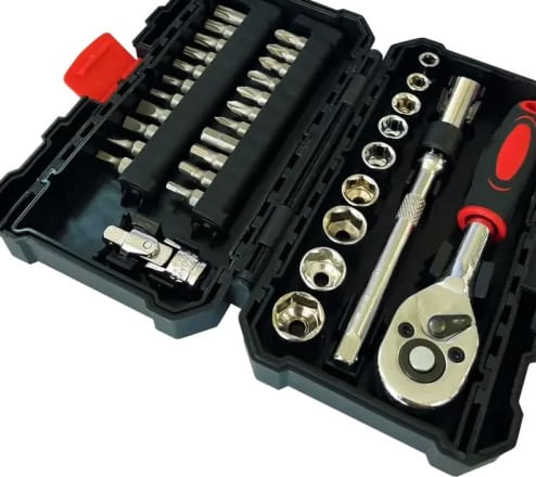 Mini Trusa chei tubulare si biti 1/4 cu 35 de piese — imaginea 4