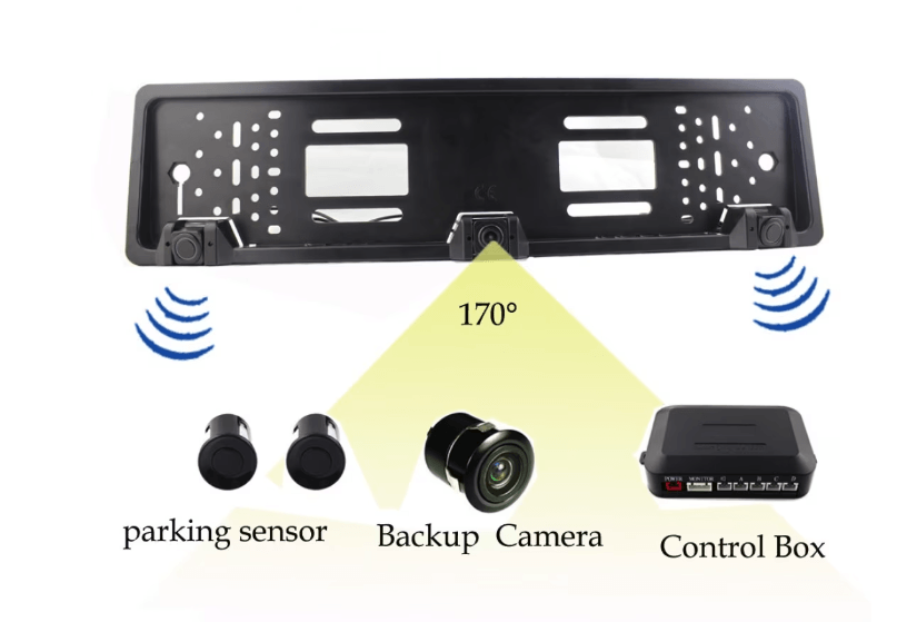 Set suport numar auto cu camera video marsarier si senzori parcare - imagine 2