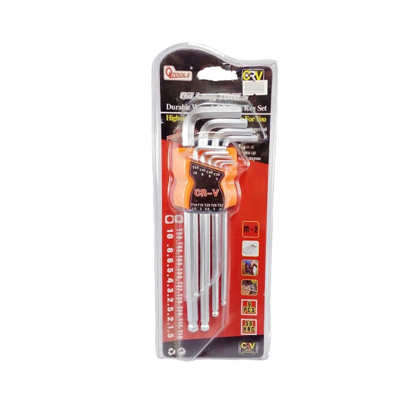 Set 9 chei hexagonale tip imbus cu capat sferic SCURTE 1.5-10mm — imaginea 5