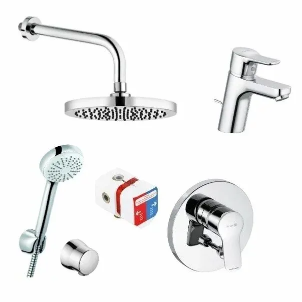 Set complet sistem de dus Kludi Pure&Easy A-QA Eco 200 incastrat cu baterie de lavoar — imaginea 4