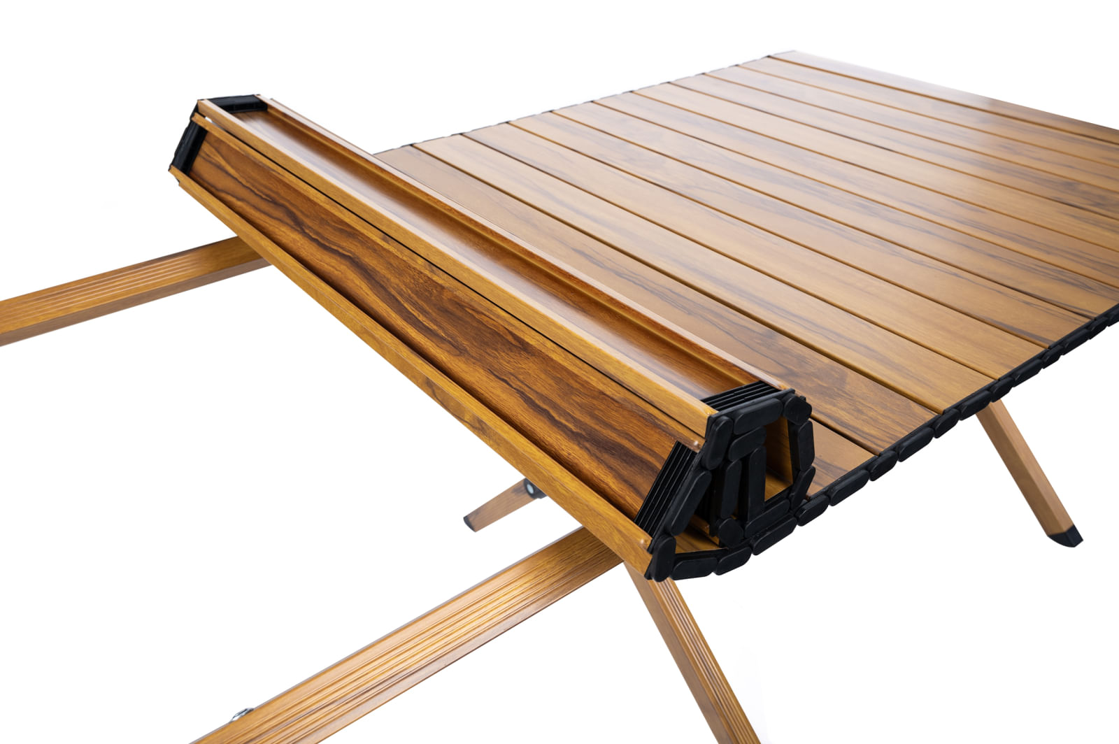 Masa pentru camping cu sistem de pliere rapida, cadru ultra usor din aluminiu, 118x60x45cm, maro — imaginea 7