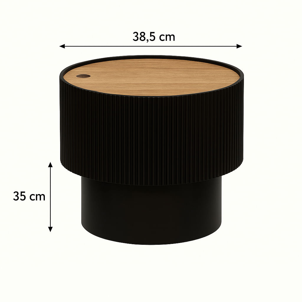 Masuta cafea Atmosphera Enola cu spatiu depozitare, MDF, 39x35 cm, negru — imaginea 5