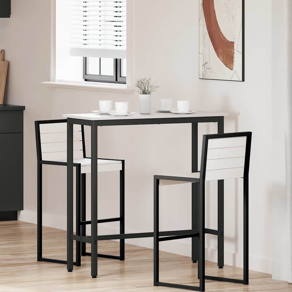 Masa Alb 100 x 40 x 101 cm Lemn ingineresc si otel - imagine 2