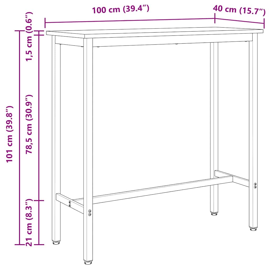 Masa Alb 100 x 40 x 101 cm Lemn ingineresc si otel - imagine 11