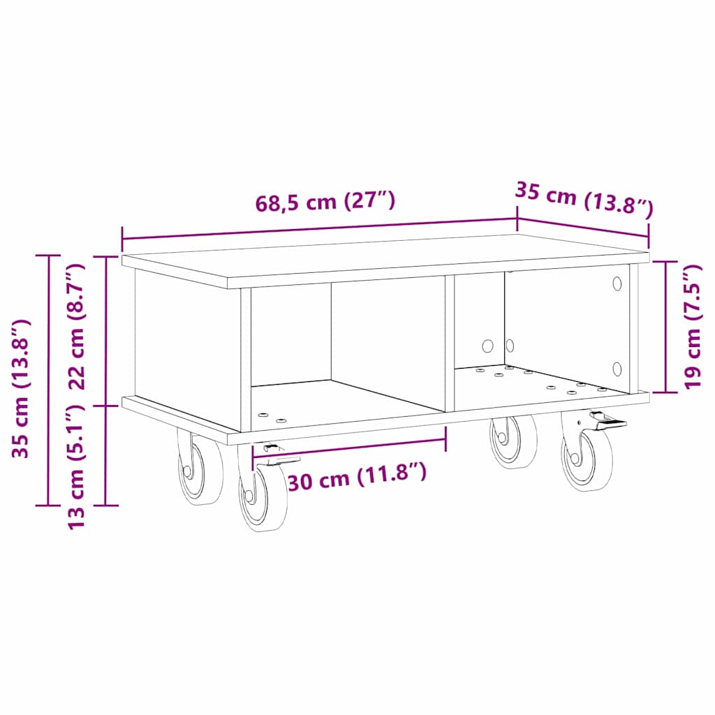 Support TV Gri din beton 68,5 x 35 x 35 cm Lemn compozit — imaginea 11