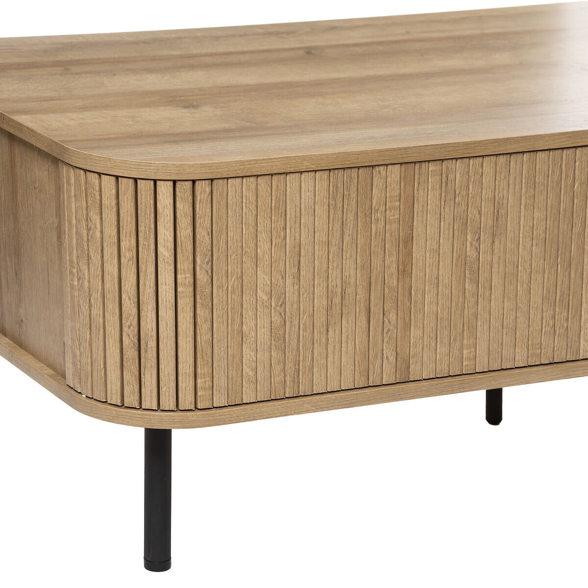 Masuta de cafea Atmosphera Colva cu 2 usi glisante, MDF si otel, 120x60x41 cm, bej — imaginea 9