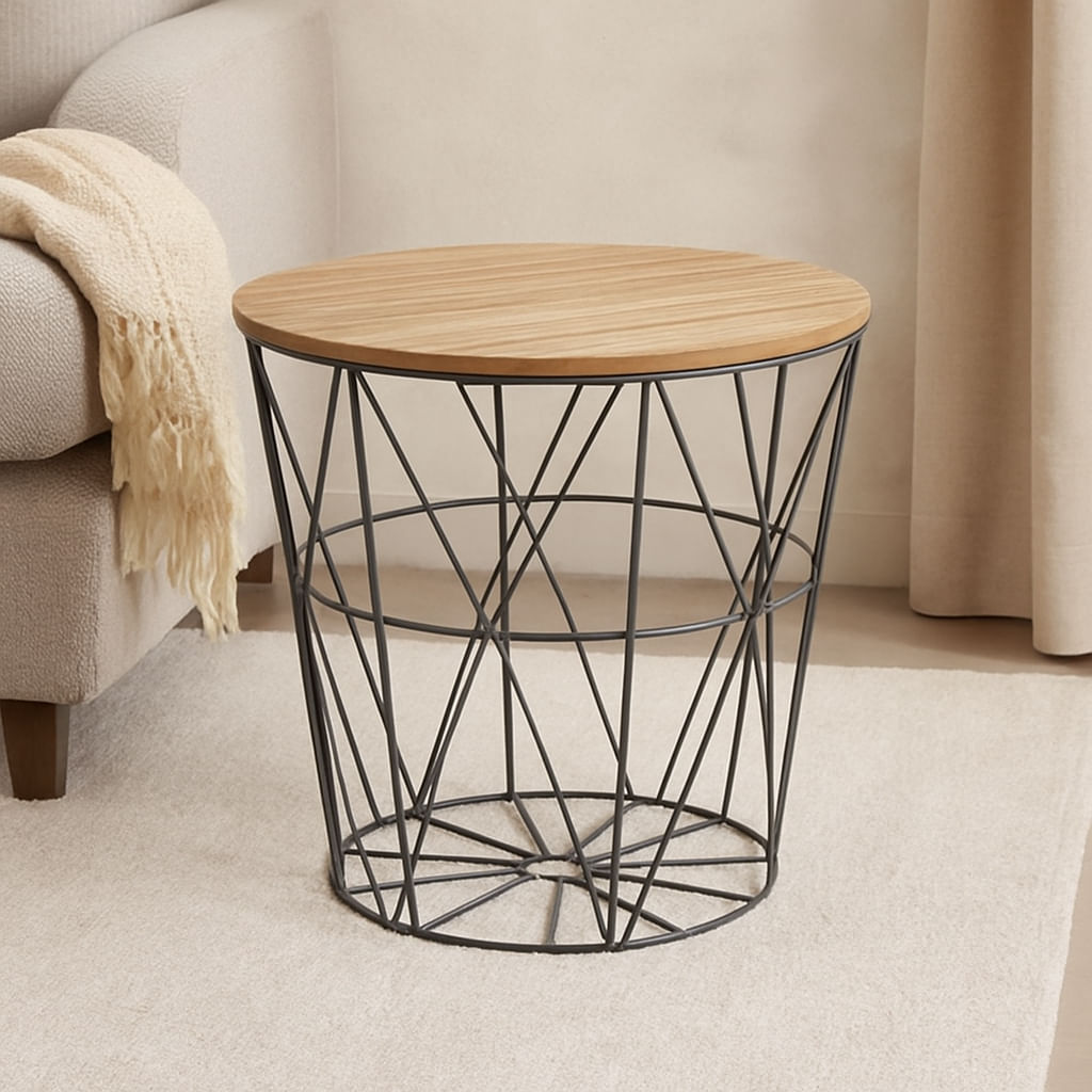 Masuta cafea rotunda Atmosphera Kumi, 40x41 cm, negru — imaginea 4