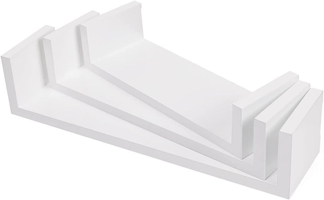 Rafturi plutitoare de perete, set 3 bucati, MDF, 30, 35 si 40 cm, alb — imaginea 5