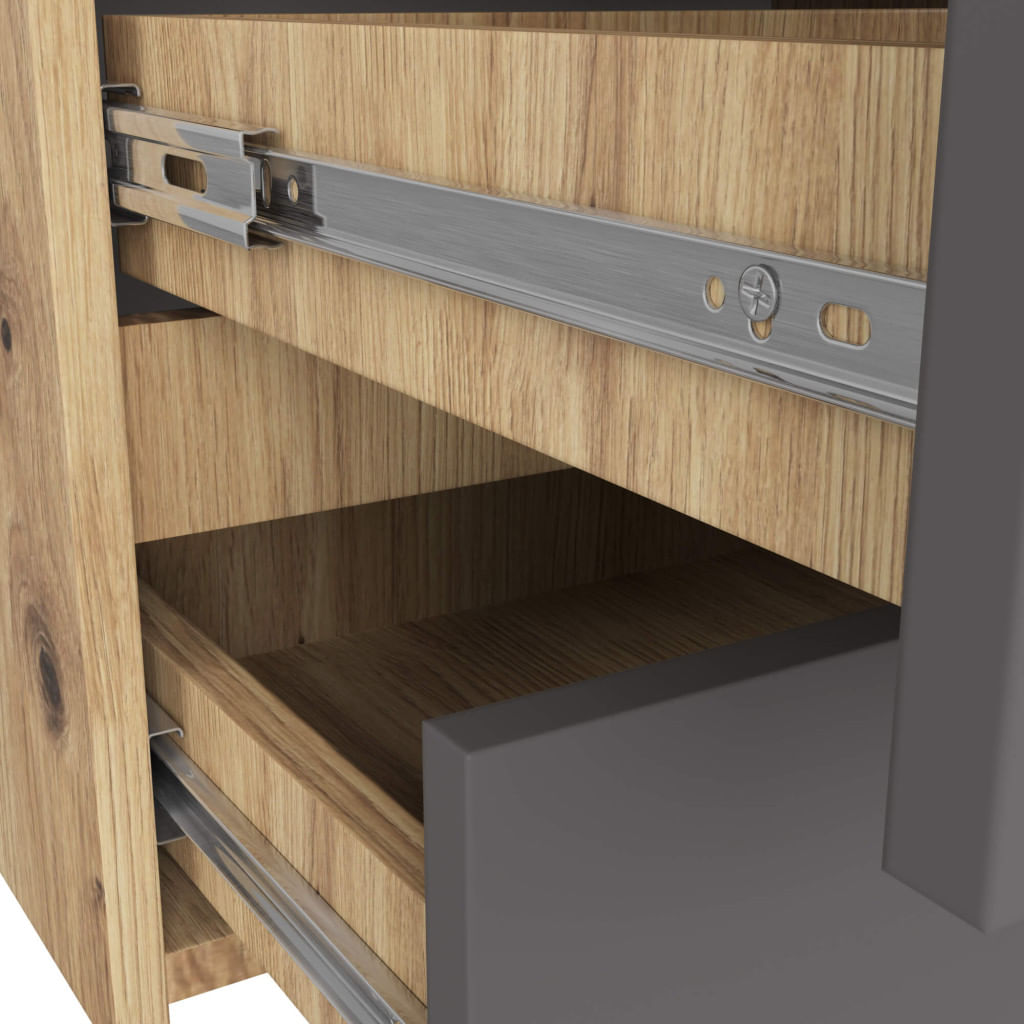 Comoda cu 6 sertare, PAL laminat, 100x35x57 cm, stejar artisan si gri — imaginea 2