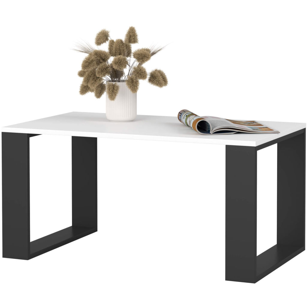Masuta cafea NOX cu raft inferior, PAL laminat, 92x53x45 cm, alb si negru — imaginea 2