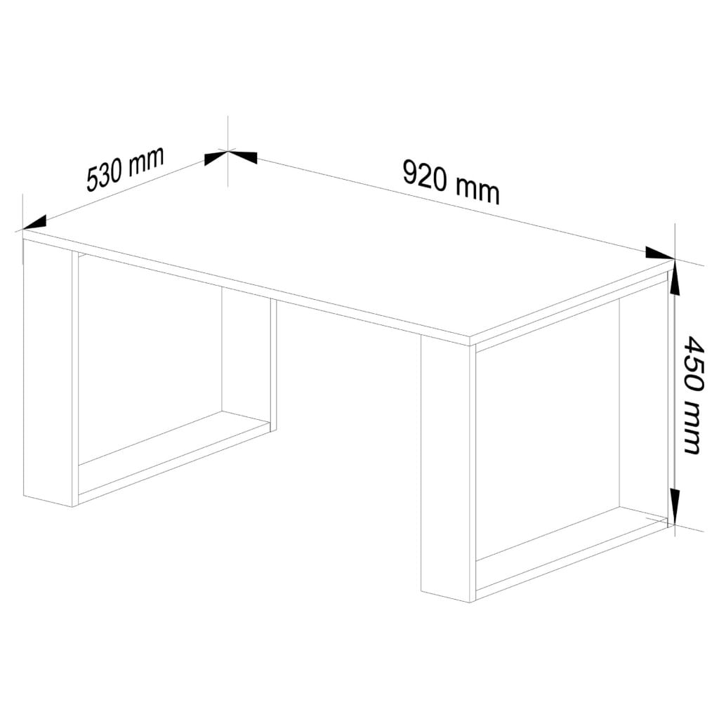 Masuta cafea NOX cu raft inferior, PAL laminat, 92x53x45 cm, alb si negru — imaginea 3
