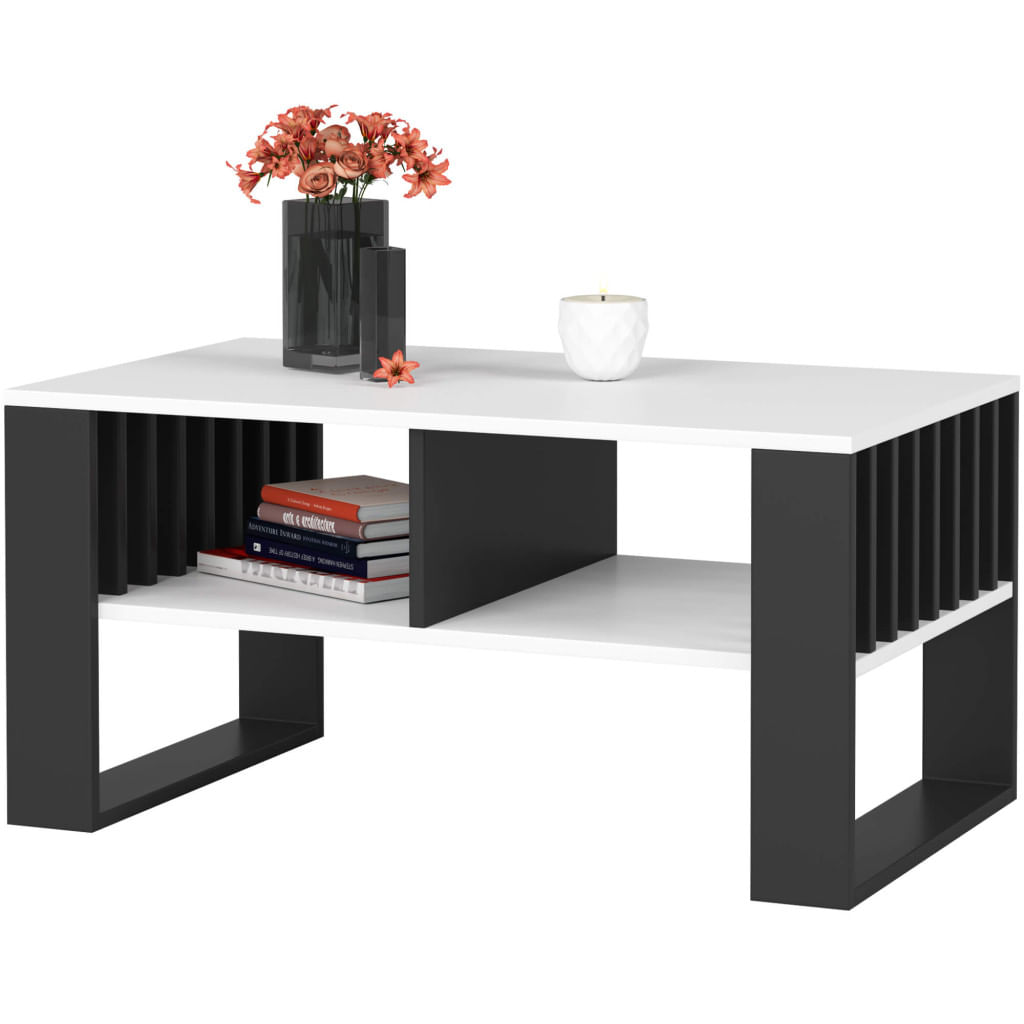 Masuta cafea ROCKFORD, cu blat din PAL, 92x53x45 cm, alb si negru — imaginea 3