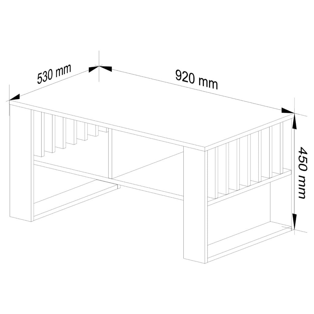 Masuta cafea ROCKFORD, cu blat din PAL, 92x53x45 cm, stejar sonoma si alb