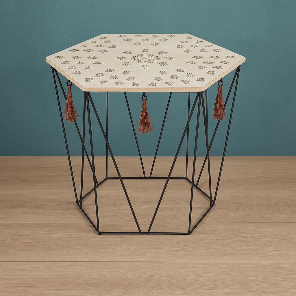 Masuta cafea octogonala Atmosphera Kumi, 44x38x40 cm, negru — imaginea 3