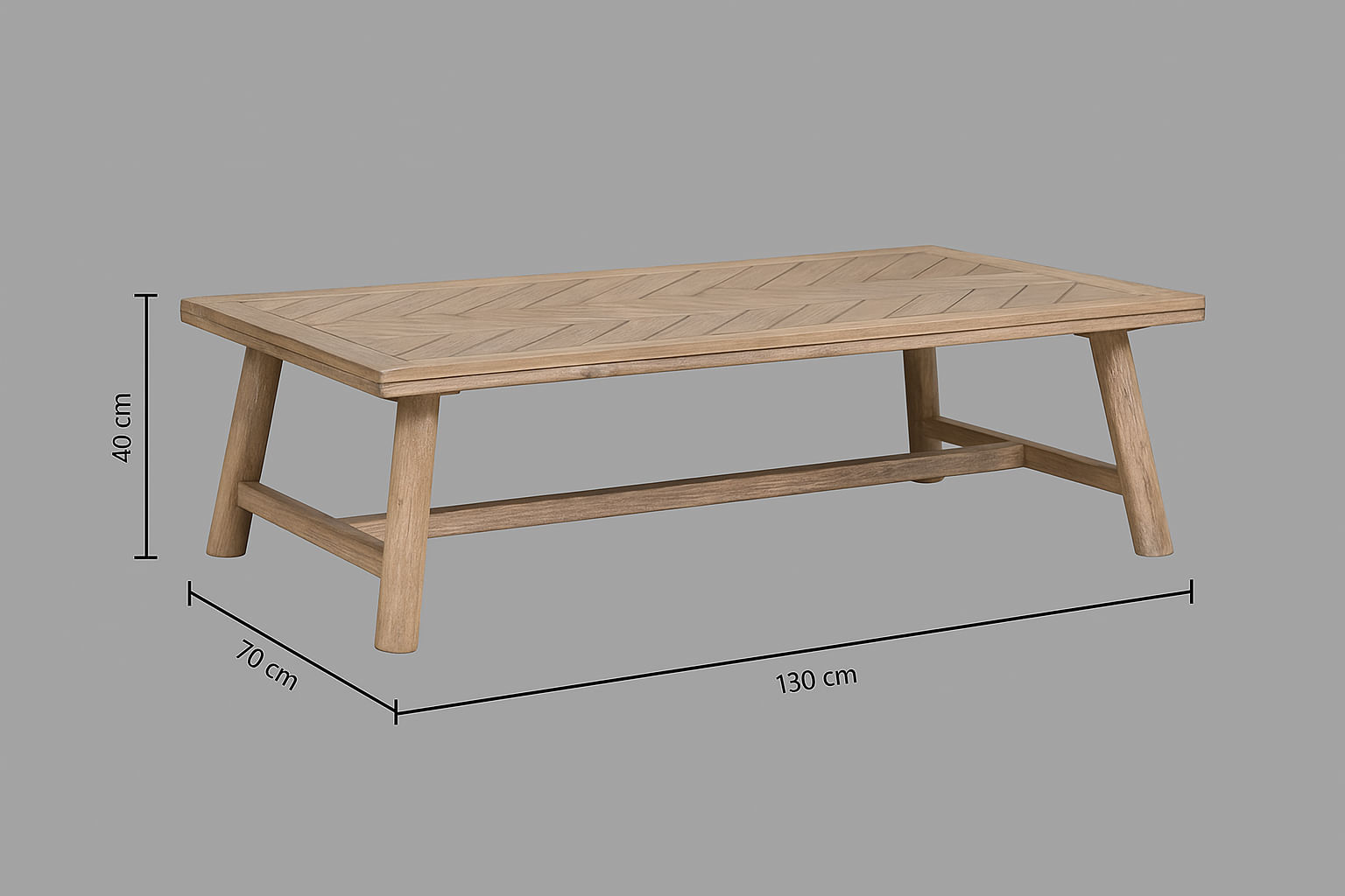Masuta de cafea Atmosphera Aeris, lemn acacia si blat MDF chevron, 130x70x40 cm, natur — imaginea 3