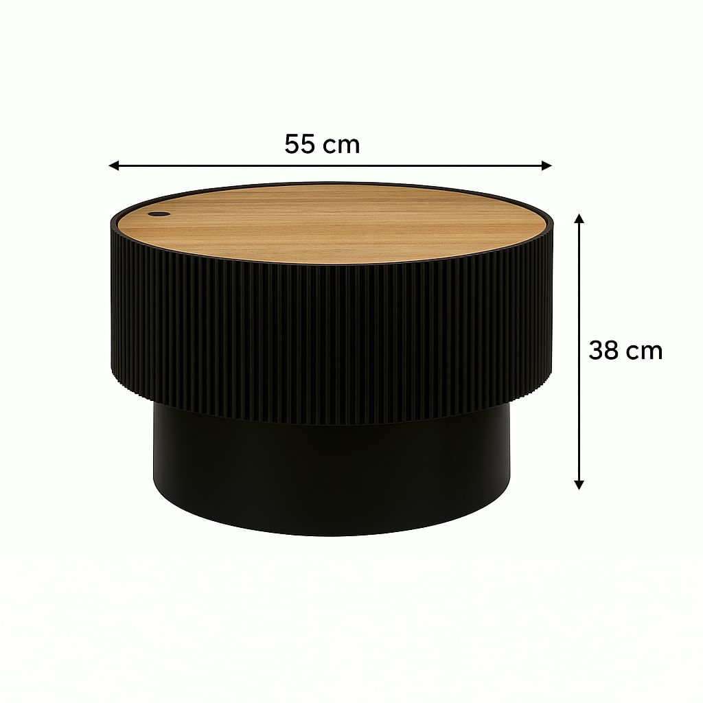 Masuta cafea Atmosphera Enola cu spatiu depozitare, MDF, 55x38 cm, negru — imaginea 3