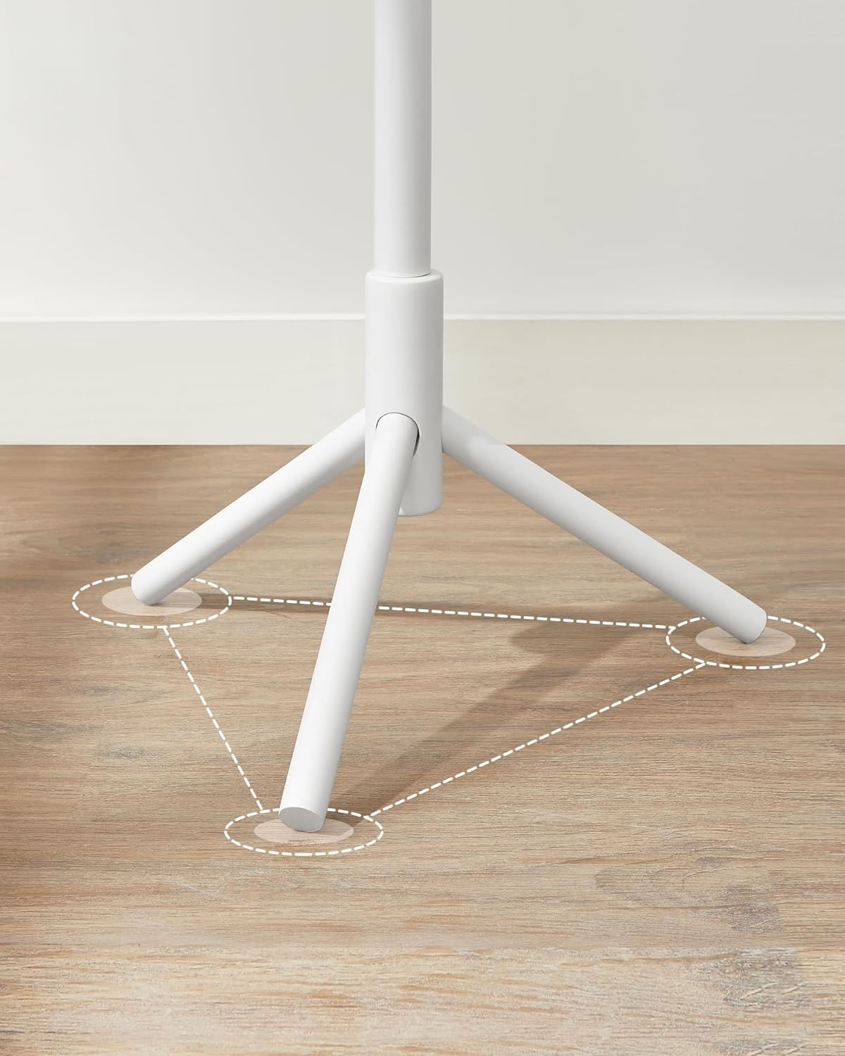 Cuier pentru haine, din lemn masiv, tip pom, cu 8 carlige, 175cm, alb — imaginea 10