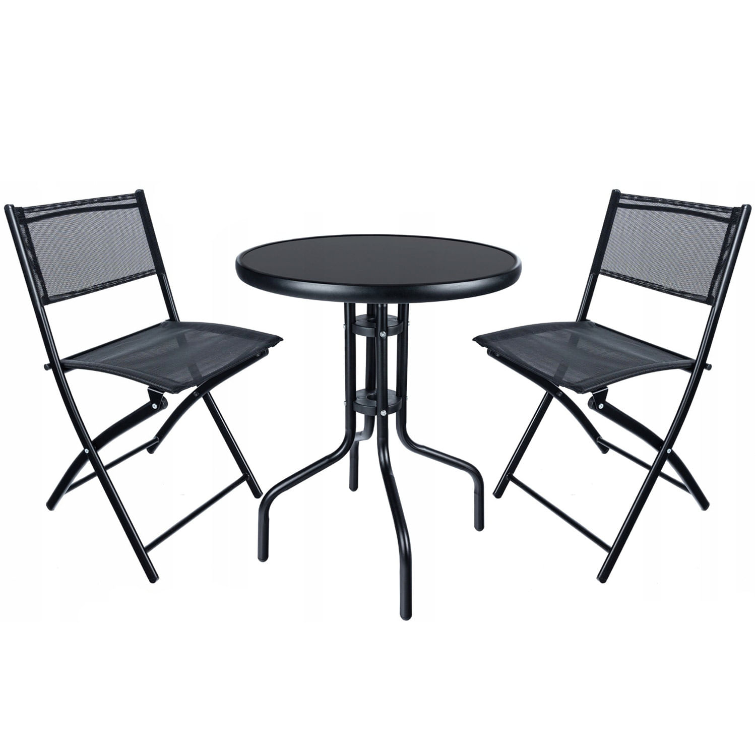 Set mobilier gradina Sersimo Oneiro, 2 scaune pliabile, 1 masa, negru — imaginea 8