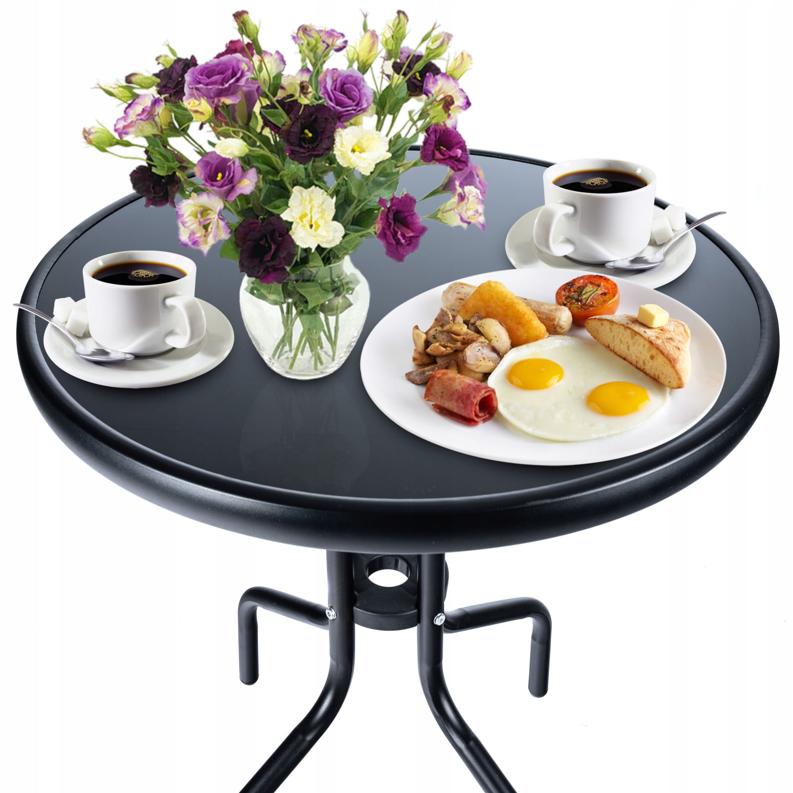 Set mobilier gradina Sersimo Oneiro, 2 scaune pliabile, 1 masa, negru — imaginea 12