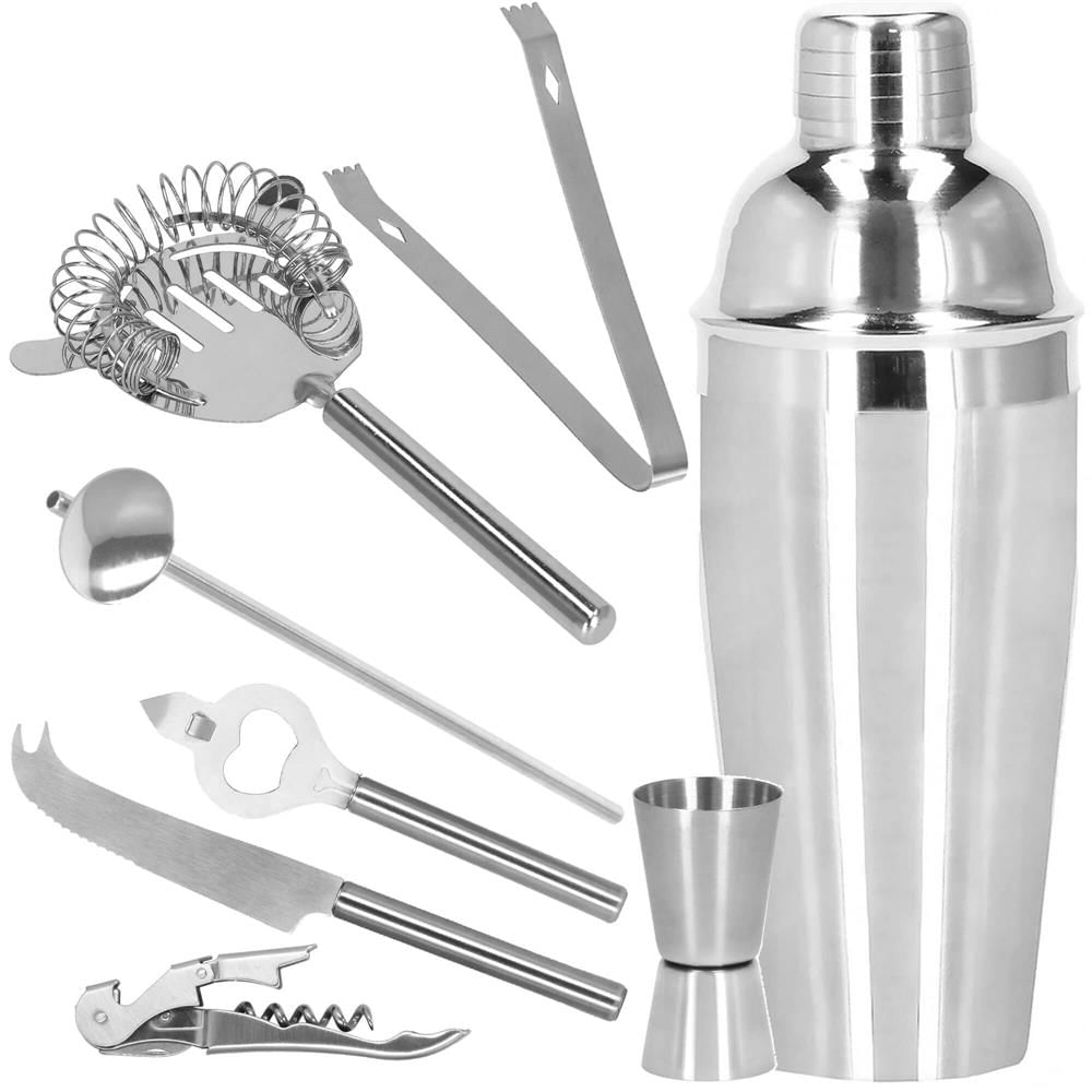 Set Cocktail Shaker Kit pentru barmani 550ml, KI22, suport bambus, 9 piese — imaginea 10