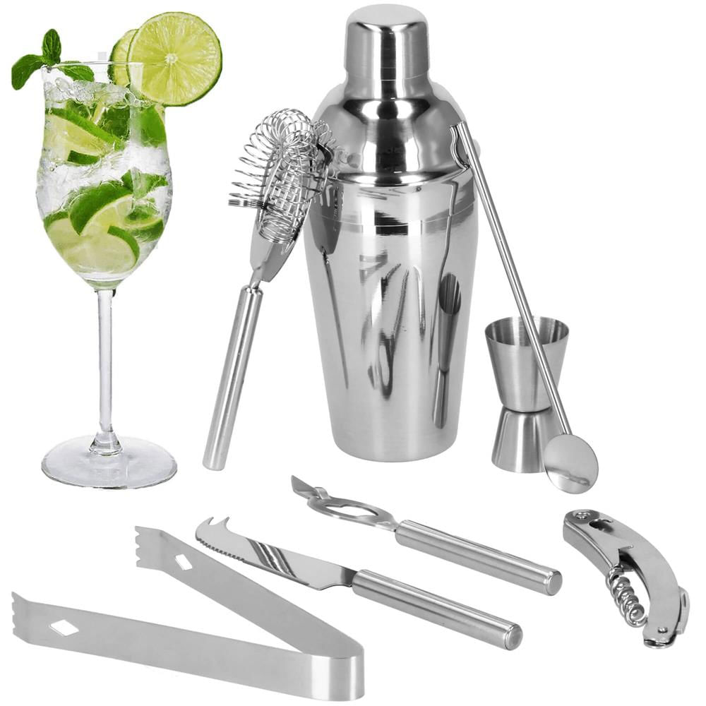 Set Cocktail Shaker Kit pentru barmani 550ml, KI22, suport bambus, 9 piese — imaginea 14