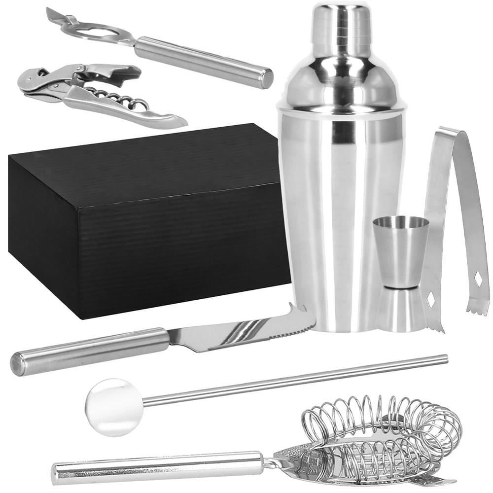 Set Cocktail Shaker Kit pentru barmani 550ml, KI22, suport bambus, 9 piese — imaginea 18