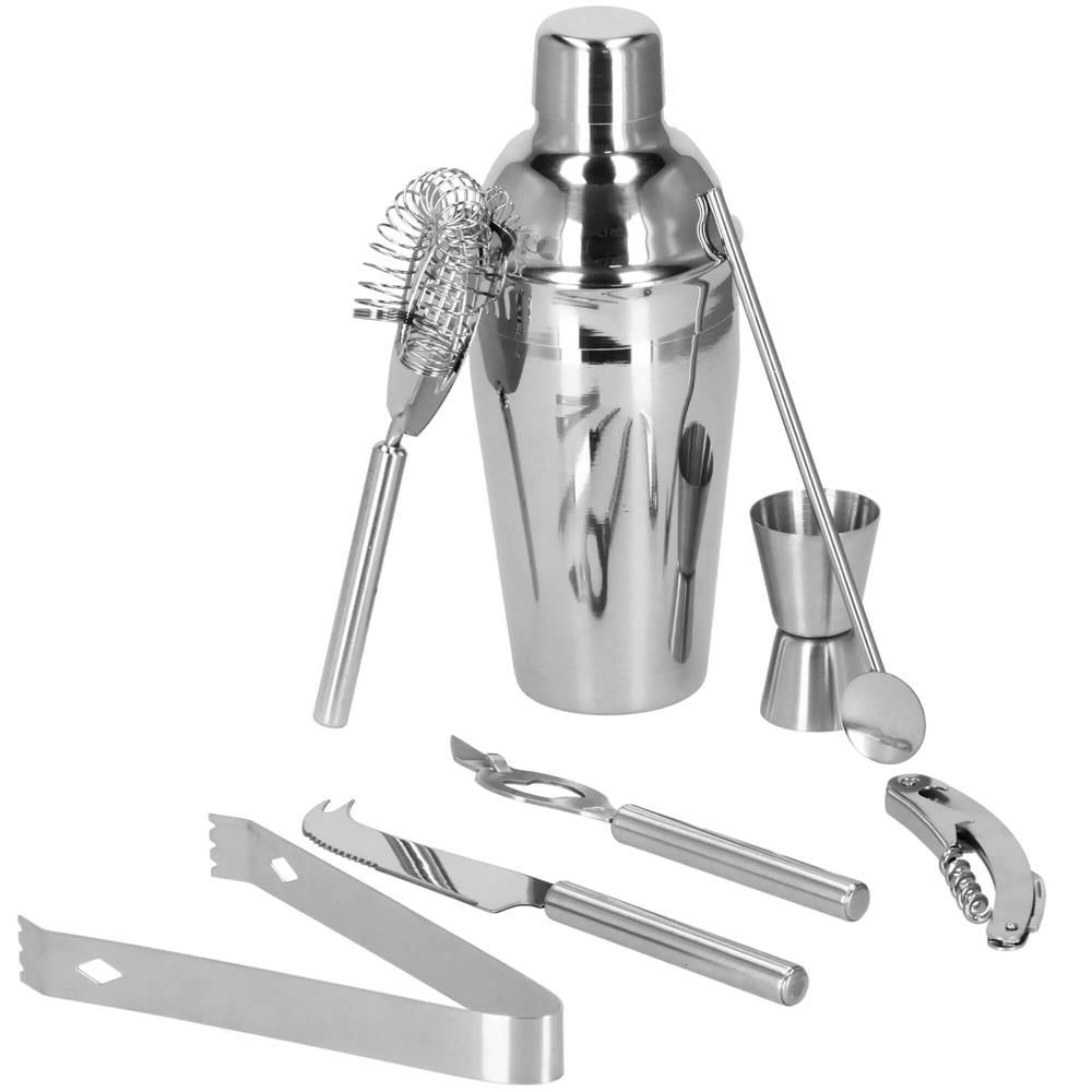 Set Cocktail Shaker Kit pentru barmani 550ml, KI22, suport bambus, 9 piese — imaginea 19