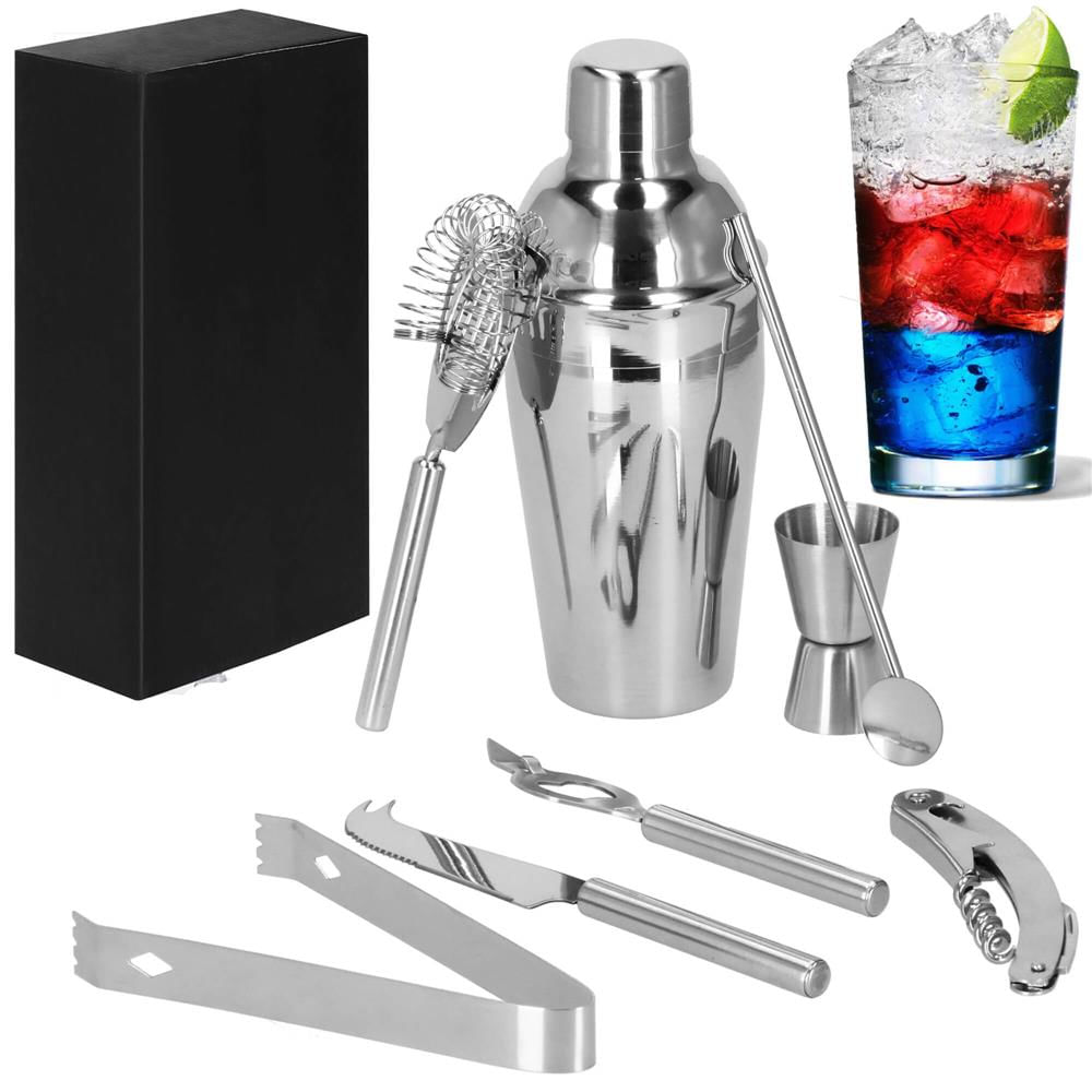 Set Cocktail Shaker Kit pentru barmani 550ml, KI22, suport bambus, 9 piese — imaginea 21