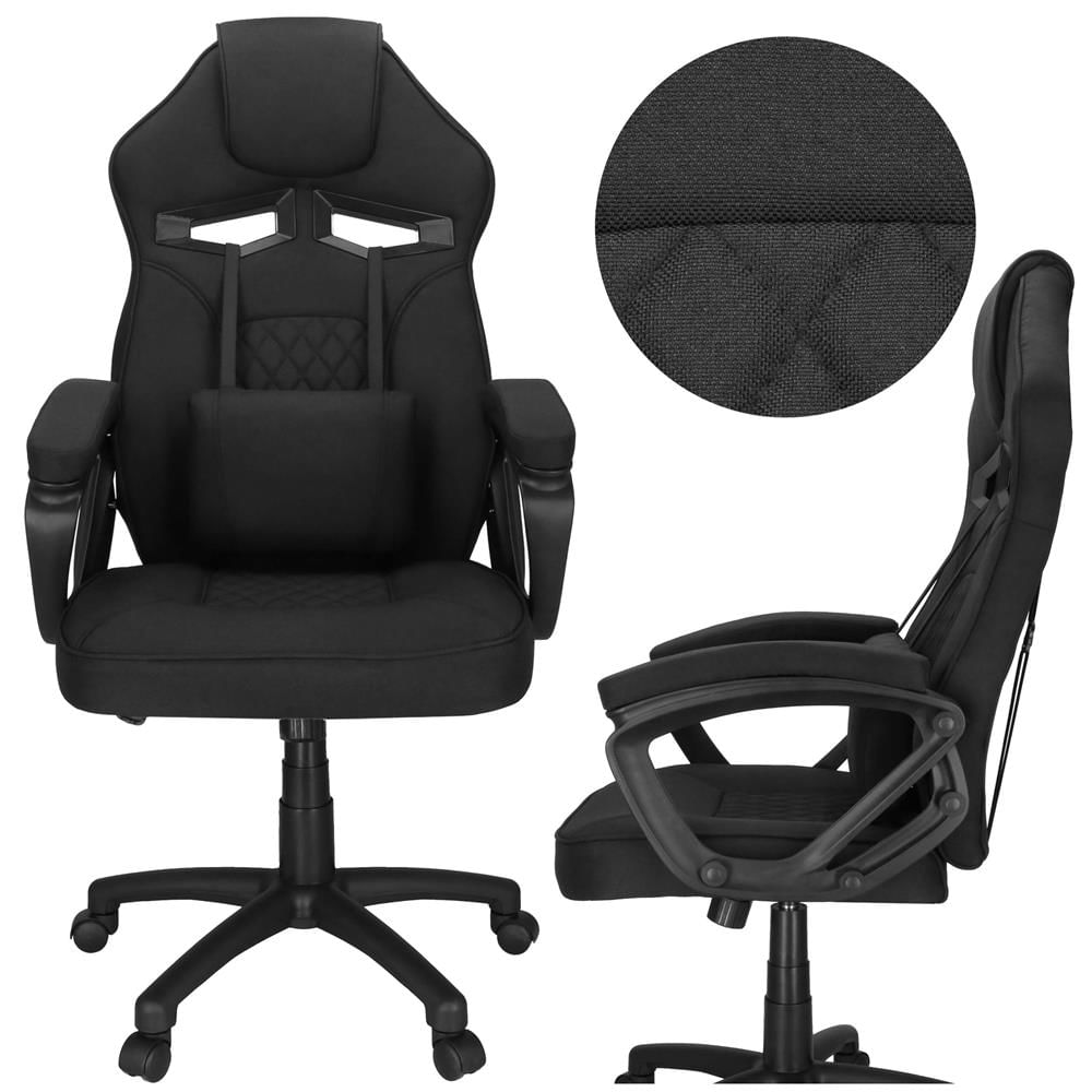 Scaun de birou ergonomic cu reglaj pe inaltime, functie de balans si perna lombara, 59x52x125 cm, negru — imaginea 2