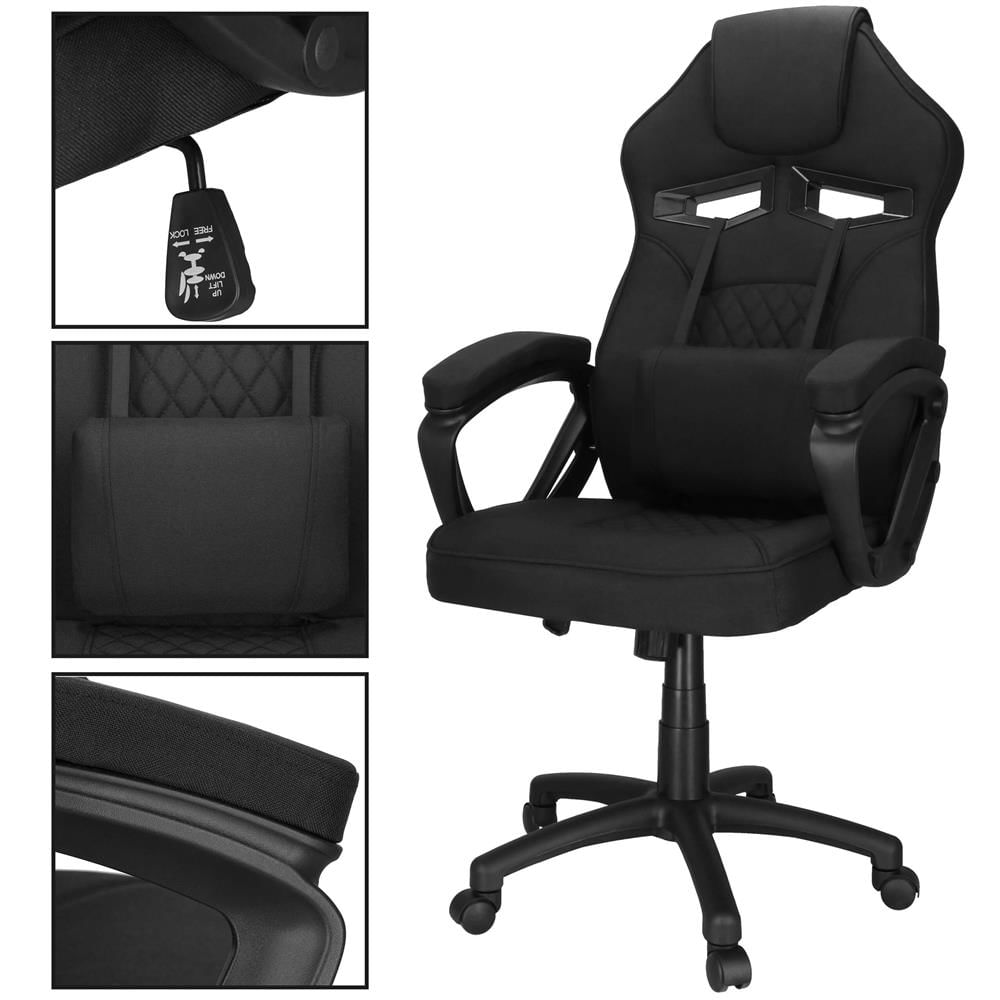 Scaun de birou ergonomic cu reglaj pe inaltime, functie de balans si perna lombara, 59x52x125 cm, negru — imaginea 4