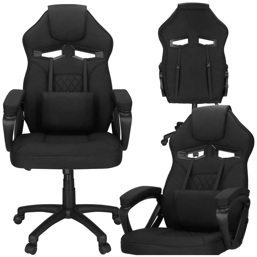 Scaun de birou ergonomic cu reglaj pe inaltime, functie de balans si perna lombara, 59x52x125 cm, negru — imaginea 12
