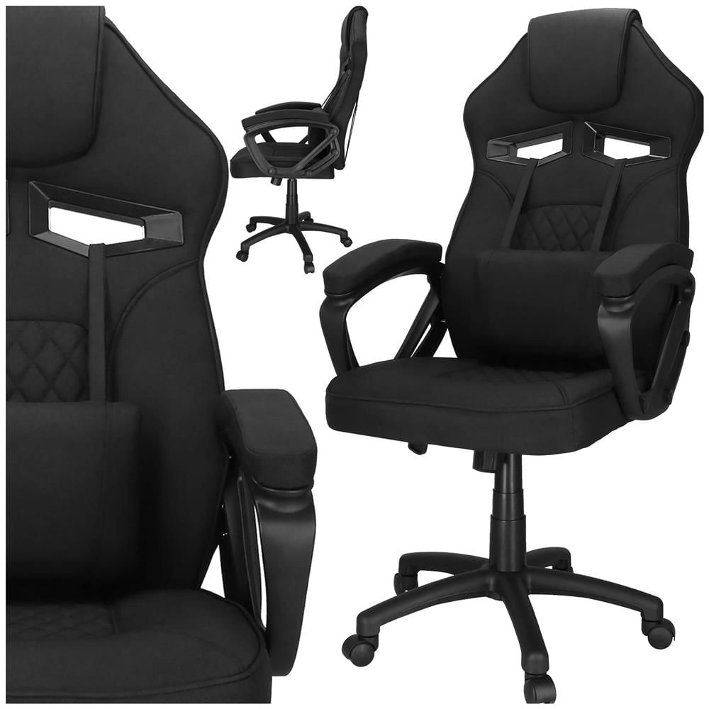 Scaun de birou ergonomic cu reglaj pe inaltime, functie de balans si perna lombara, 59x52x125 cm, negru — imaginea 13