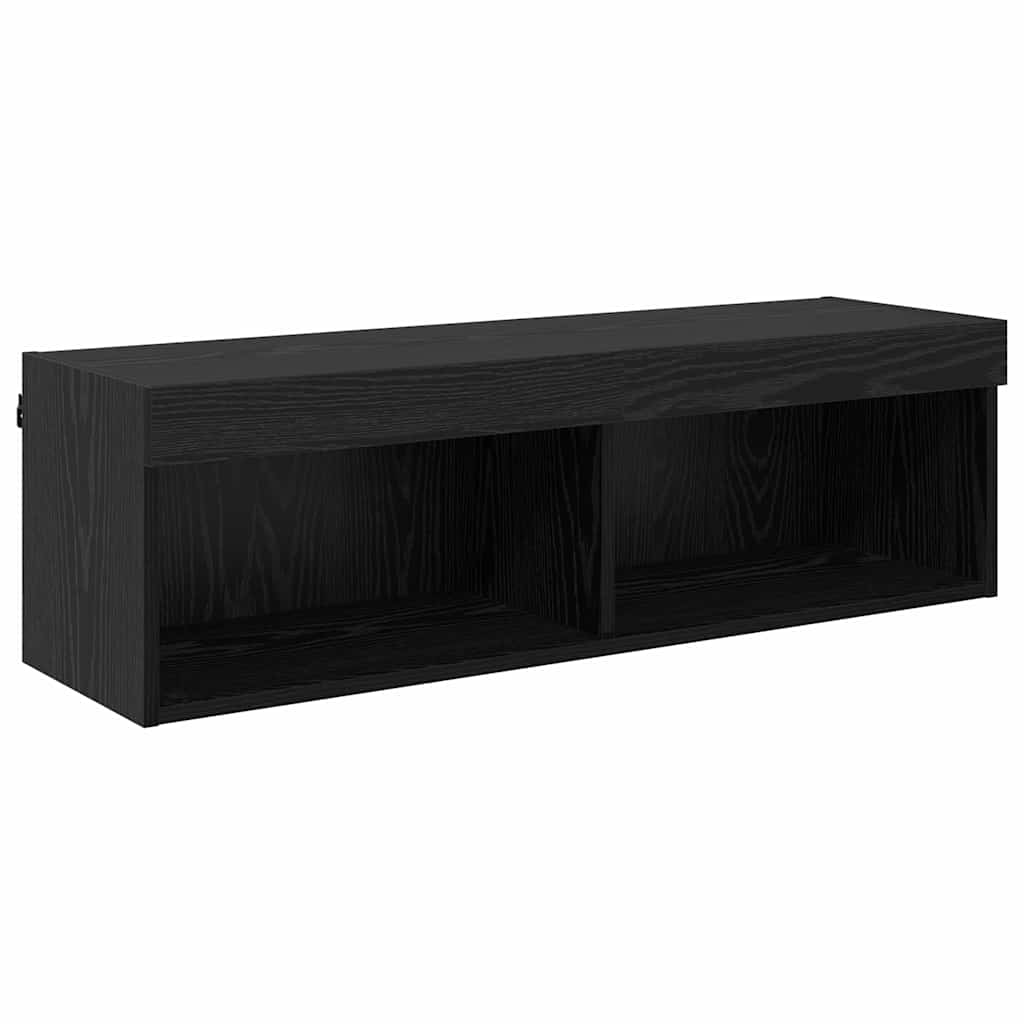 Unitati TV de perete cu LED 6 pcs Stejar Negru Lemn compozit — imaginea 8
