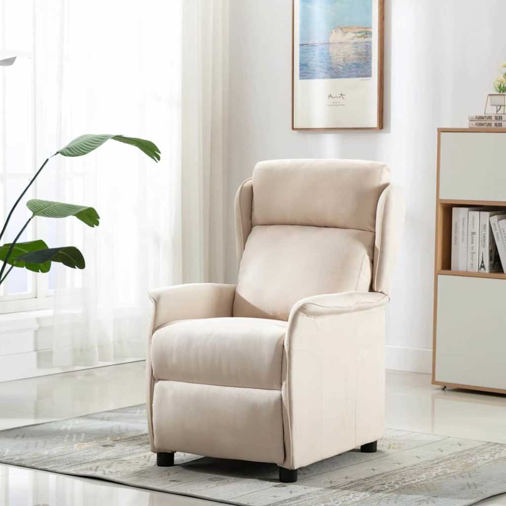 Fotoliu recliner Crem 66.5 x 94 x 101.5 cm Poliester — imaginea 2