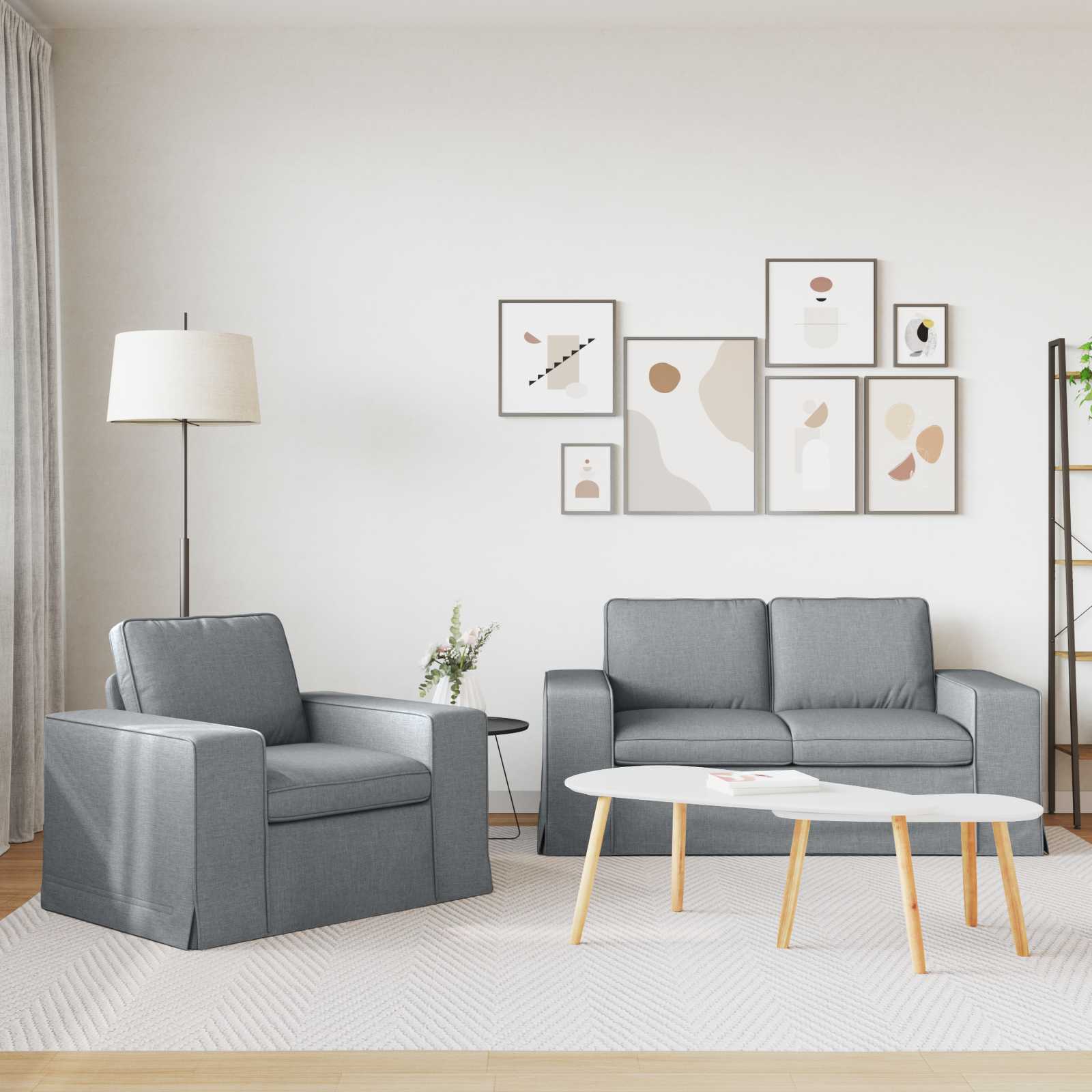 Canapea 120cm 2 pcs Gri deschis Metal — imaginea 3