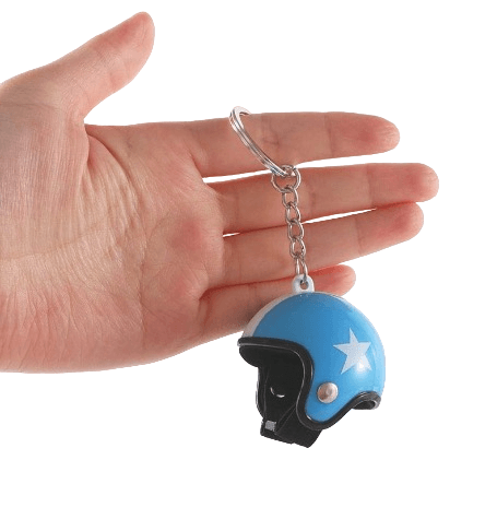 Breloc Chei Model Casca Moto Albastru — imaginea 3
