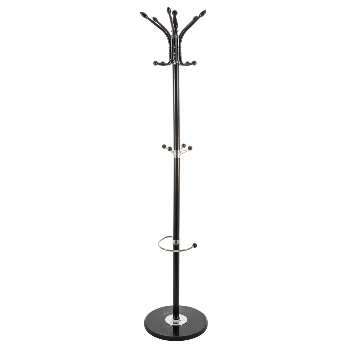 Cuier metalic 5Five cu 12 carlige si suport umbrele, otel si marmura, 182 cm, negru