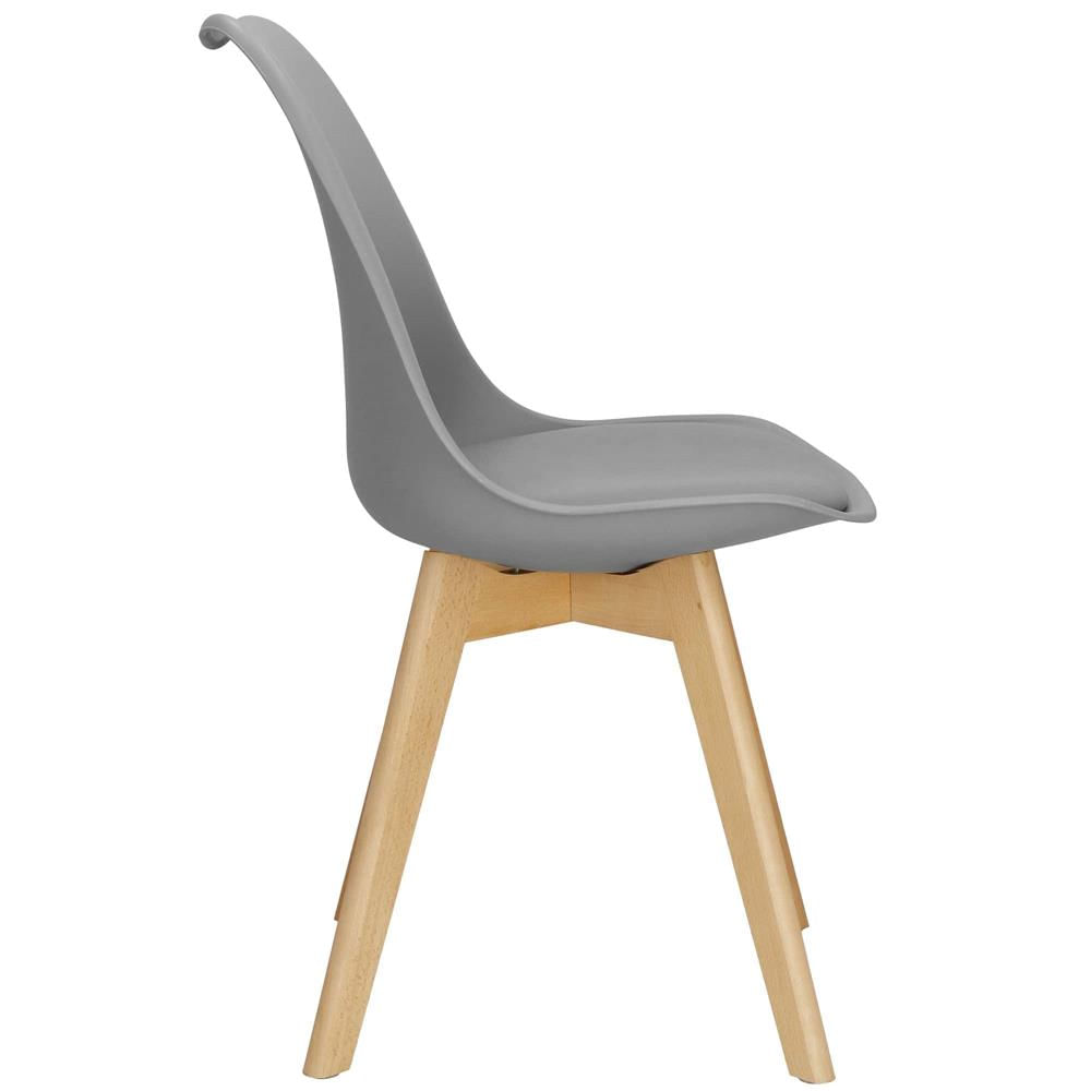 Set 4 scaune dining Verdhe pentru bucatarie cu perna tapitata cu piele ecologica, 44x82cm, gri — imaginea 3