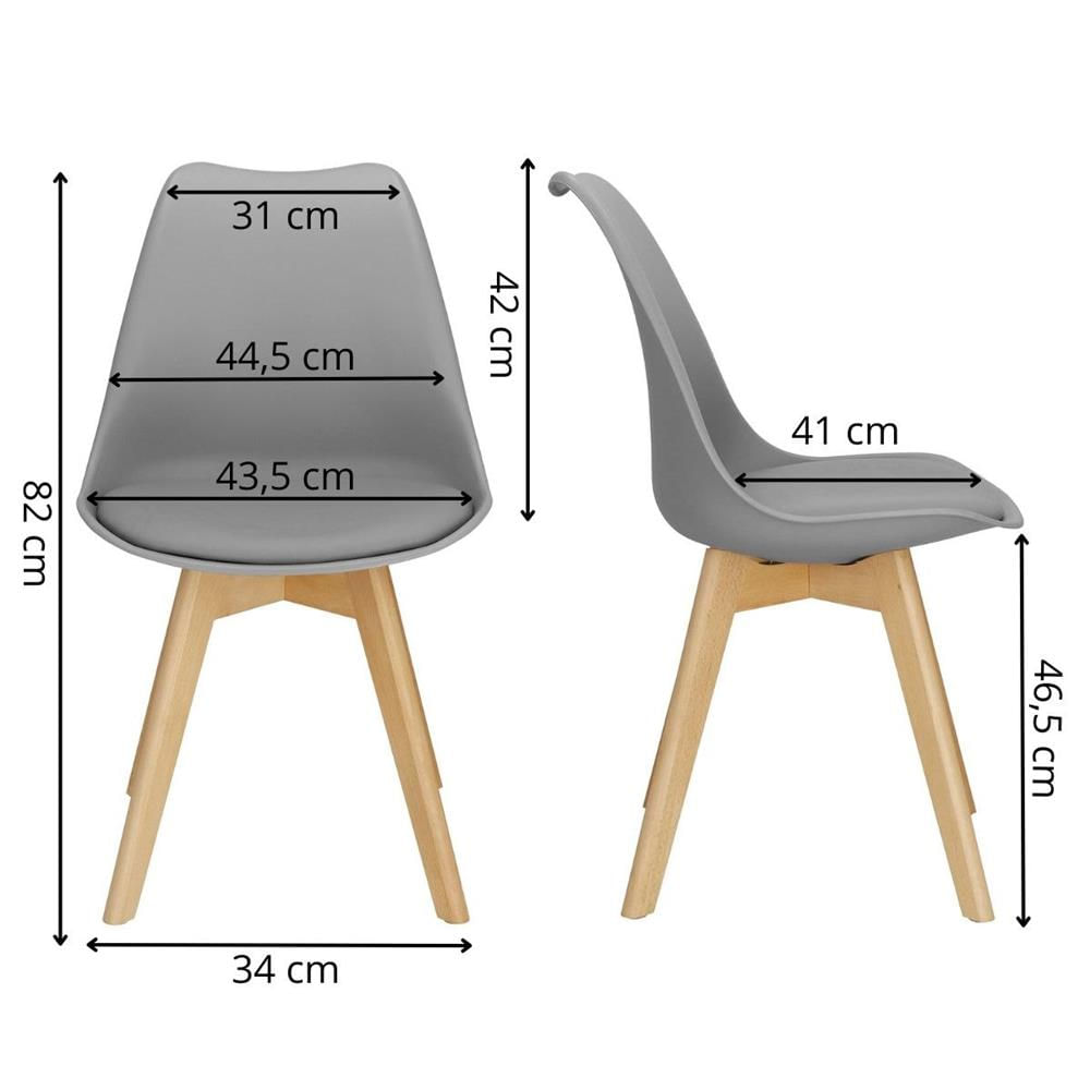 Set 4 scaune dining Verdhe pentru bucatarie cu perna tapitata cu piele ecologica, 44x82cm, gri — imaginea 4
